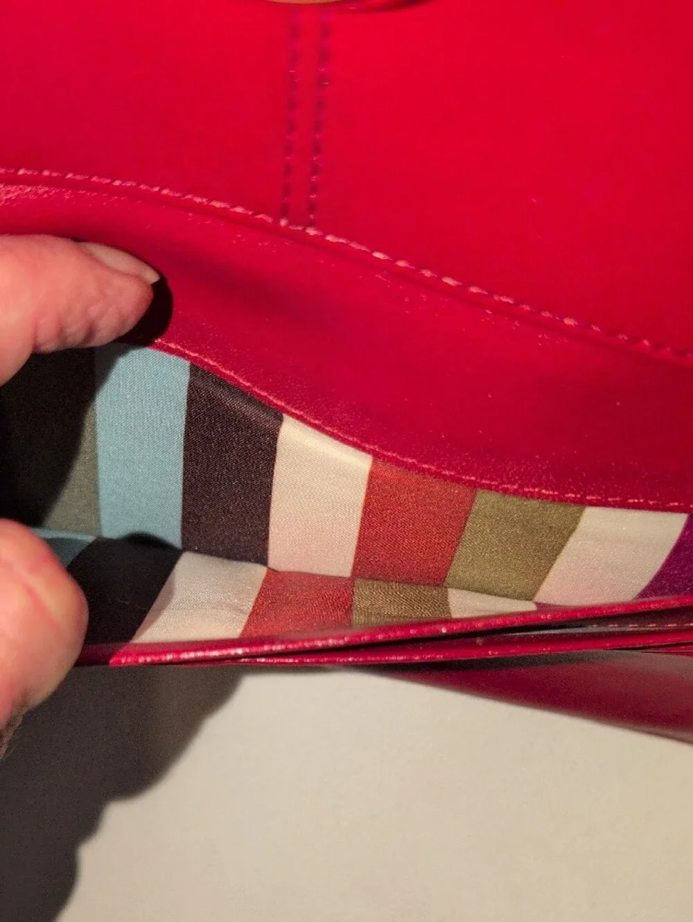 Coach Legacy Signature Monogram Red Stripe Slim Bifold Wallet- Vintage